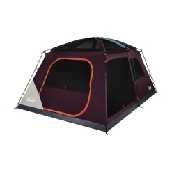 Coleman Skylodge™ 12-Person Camping Tent, Blackberry -Coleman 12P CbnCnvntnlIntrnlScrnRm BB 1 FrontAngleRight FlyOff WindowsUp