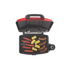 Coleman Road Trip Sportster® Propane Gas Grill -Coleman 2000020947 coleman sportster grill open red with food angle 1 1