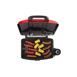 Coleman Road Trip Sportster® Propane Gas Grill -Coleman 2000020947 coleman sportster grill open red with food angle 1