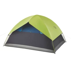 Coleman 4-Person Dark Room Sundome Tent -Coleman 2000032253 coleman dark room tent 4p with rain fly green turquoise from behind right angle 1