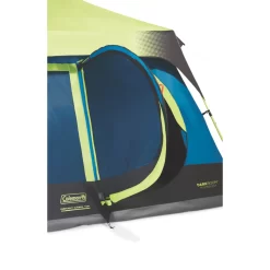 Coleman 10-Person Dark Room Instant Cabin Tent With Rainfly -Coleman 2000032730 coleman dark room tent 10p hinge door green turquoise detail 1