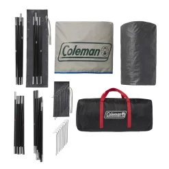 Coleman 6-Person Cabin Tent With Enclosed Weatherproof Screened Porch, Evergreen -Coleman 2000035607 Coleman 2020 US Overhead 19Stakes