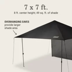 Coleman OASIS™ Lite 7 X 7 Canopy With Sun Wall -Coleman 2156416 OasisLite7x7CanopySunWallBlack ATF5