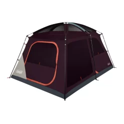 Coleman Skylodge™ 8-Person Camping Tent, Blackberry -Coleman 8P CbnCnvntnlIntrnlScrnRm Blckbrry 1 FrontAngleRight FlyOff WindowsUp