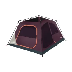 Coleman Skylodge™ 8-Person Instant Camping Tent, Blackberry -Coleman 8P CbnInstntIntrnlScrnRm BB 1 FrontAngleRight FlyOff WindowsUp