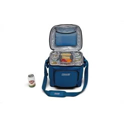 Coleman CHILLER™ 30-Can Soft-Sided Portable Cooler -Coleman Chiller 30 Soft Cooler With Liner Deep Ocean 2158132 Straight on Open Propped With Ice Subs0003 v2 1