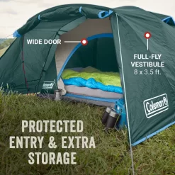 Coleman Skydome™ 4-Person Camping Tent With Full-Fly Vestibule, Evergreen -Coleman Coleman 2000037516 Skydome FullFlyVest 4P ATF3