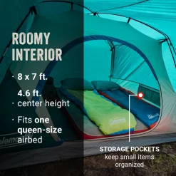 Coleman Skydome™ 4-Person Camping Tent With Full-Fly Vestibule, Evergreen -Coleman Coleman 2000037516 Skydome FullFlyVest 4P ATF6